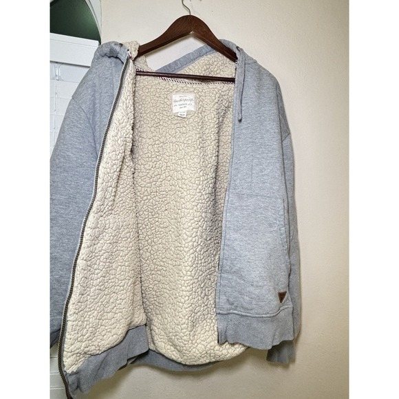 Vintage Woolrich Sherpa Lined Zip Up Hoodie Gray Full Zip Sweatshirt Men's Warm - Picture 8 of 8